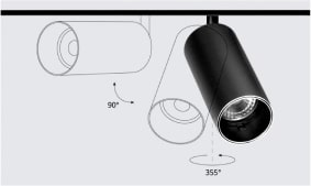 Светильники могут вращаться на 355° для регулирования освещения
